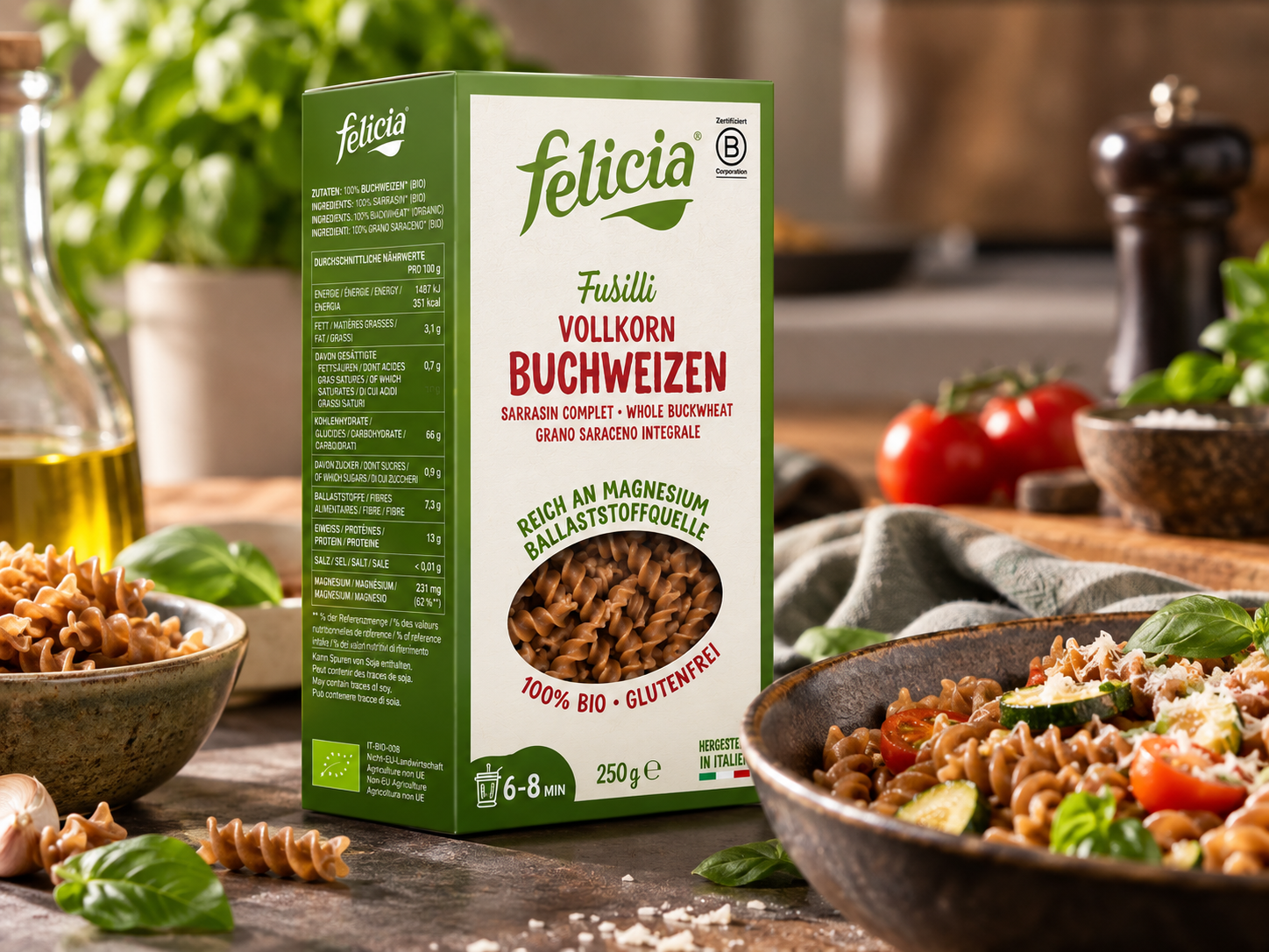 Bezlepkové těstoviny FUSILLI pohankové veganské BIO 250 g - Felicia